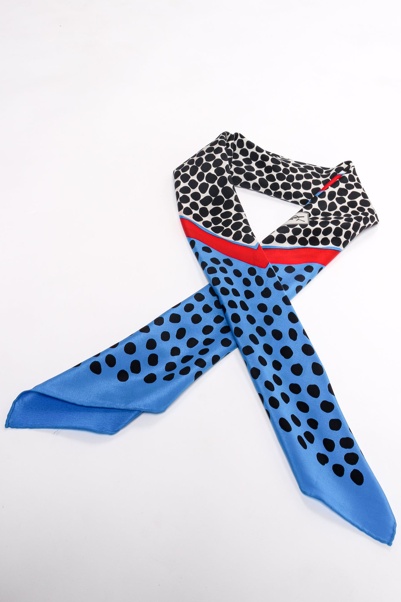 Vintage Yves Saint Laurent YSL Dalmatian Dot Silk Scarf at Recess Los Angeles