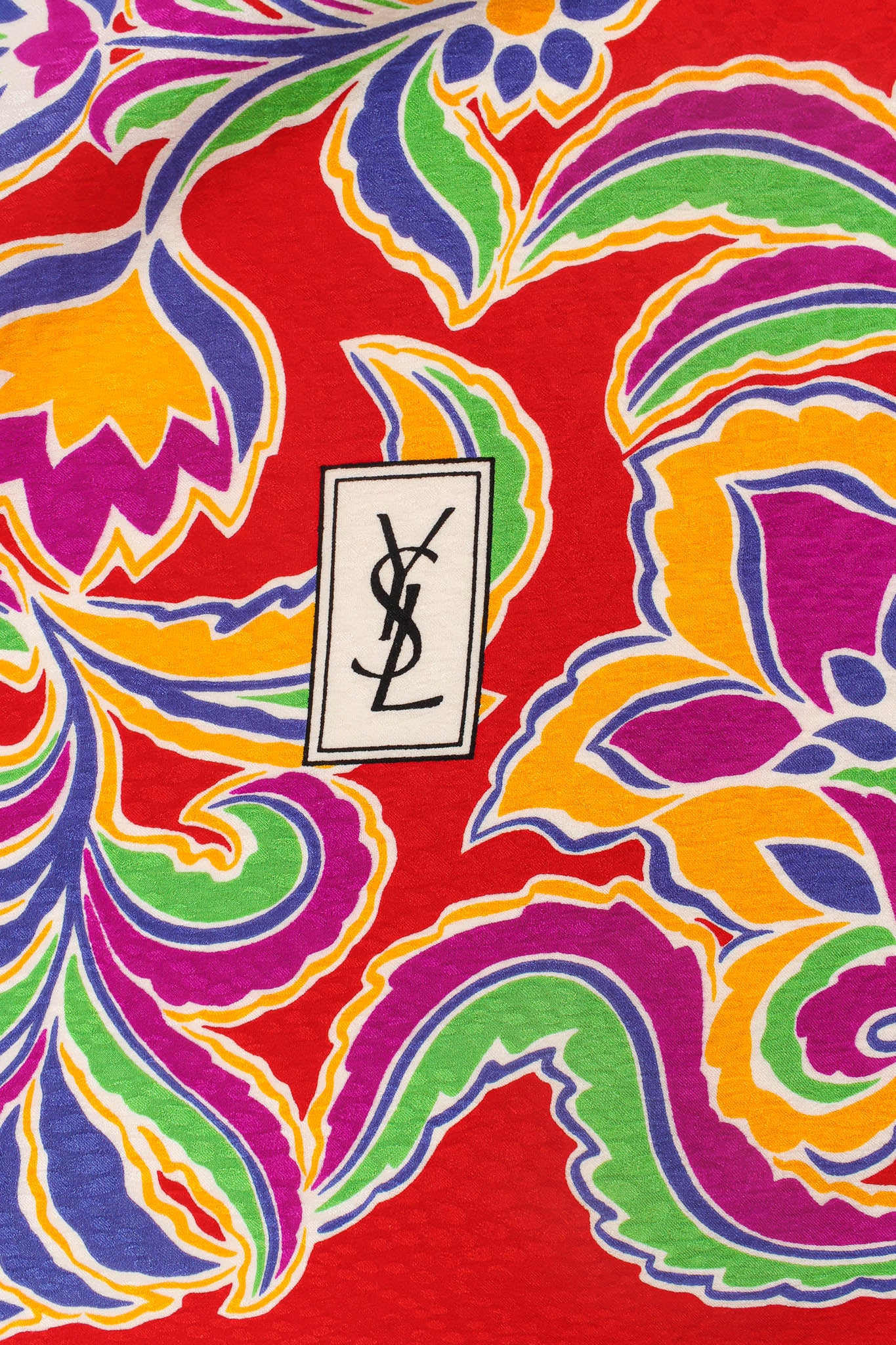 Vintage Yves Saint Laurent Abstract Floral Silk Scarf signed print @ Recess Los Angeles
