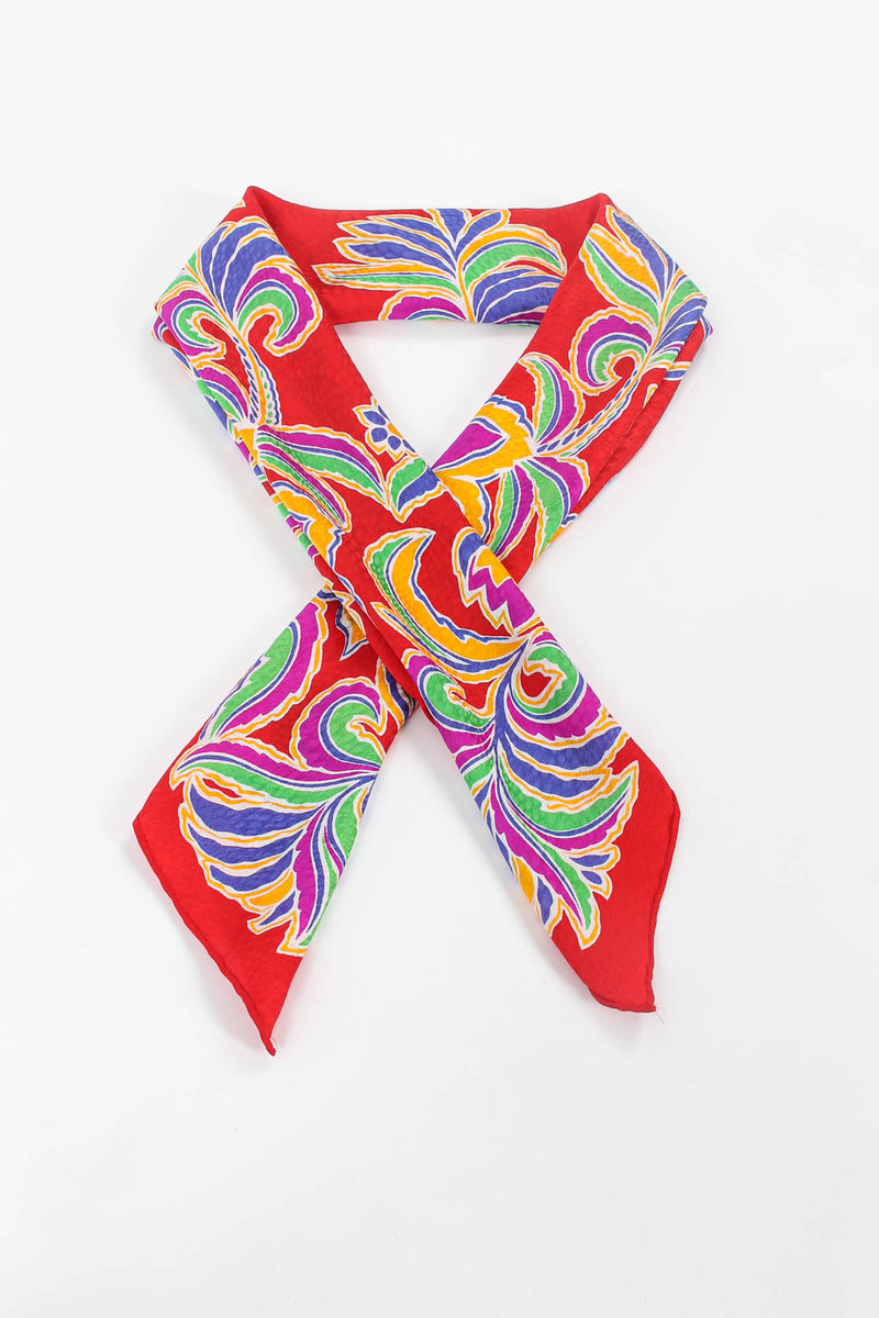 Vintage Yves Saint Laurent Abstract Floral Silk Scarf folded flat  @ Recess Los Angeles