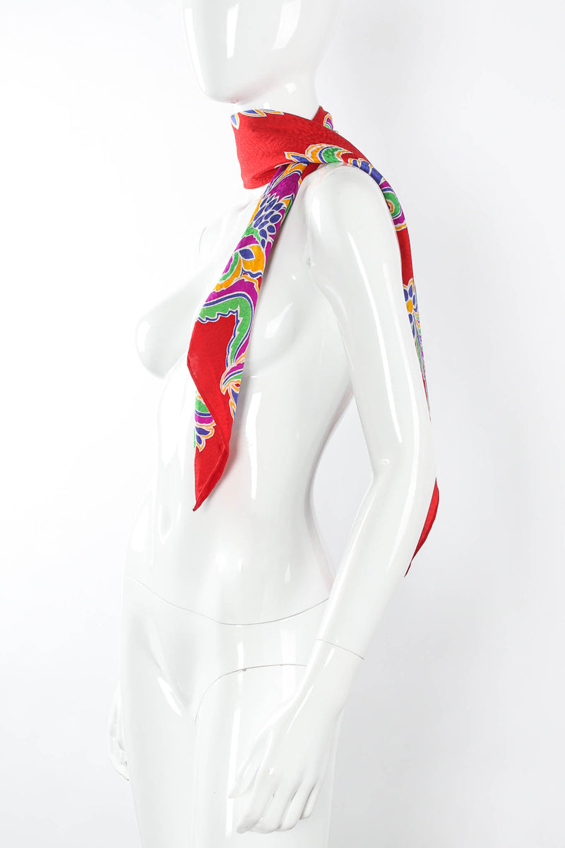 Vintage Yves Saint Laurent Abstract Floral Silk Scarf mannequin side @ Recess Los Angeles