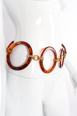 Vintage Yves Saint Laurent Tortoise Lucite Rings Chain Link Belt on Mannequin Side at Recess LA