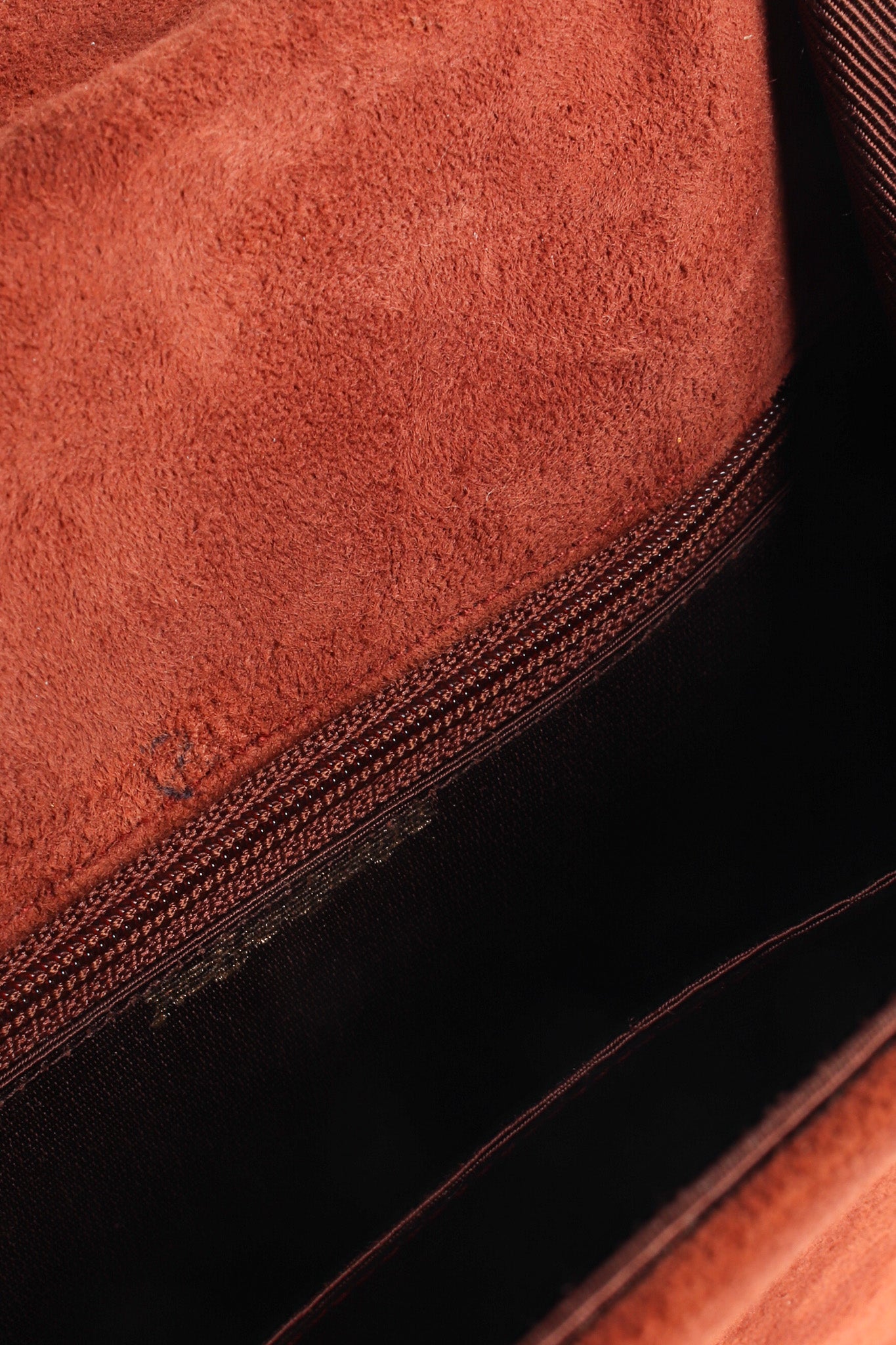 Vintage Yves Saint Laurent Filigree Suede Saddle Bag opened/zipper pocket @ Recess Los Angeles