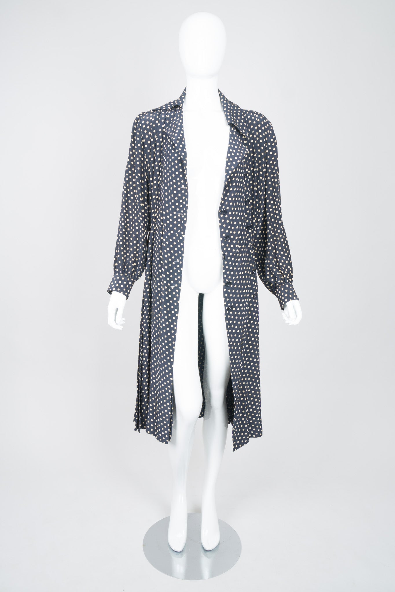 Yves Saint Laurent Silk Polka Dot Coat Dress