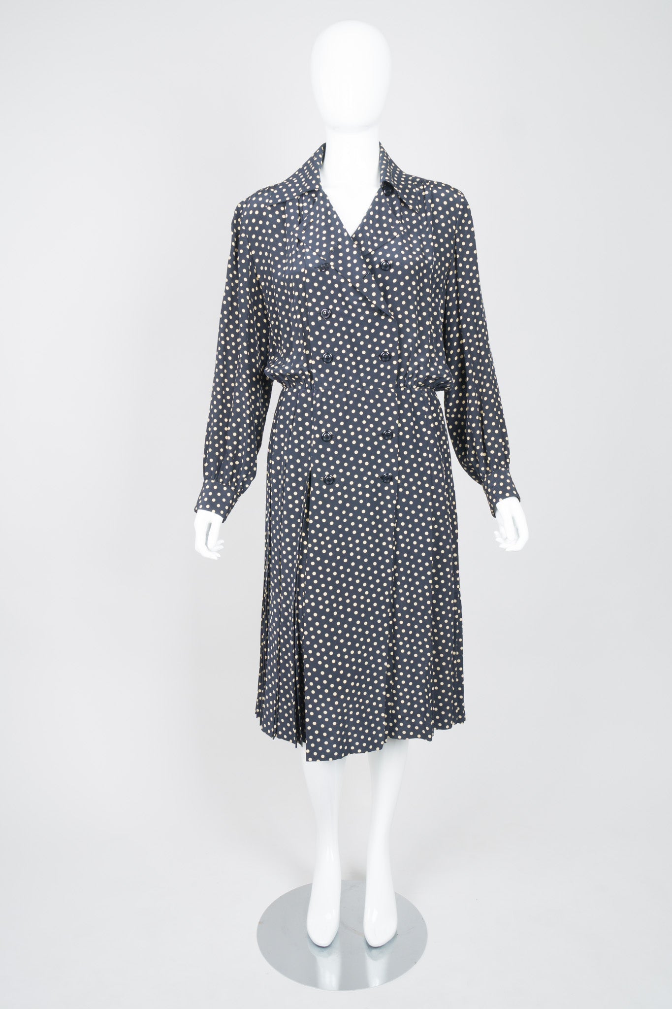 Yves Saint Laurent Silk Polka Dot Coat Dress