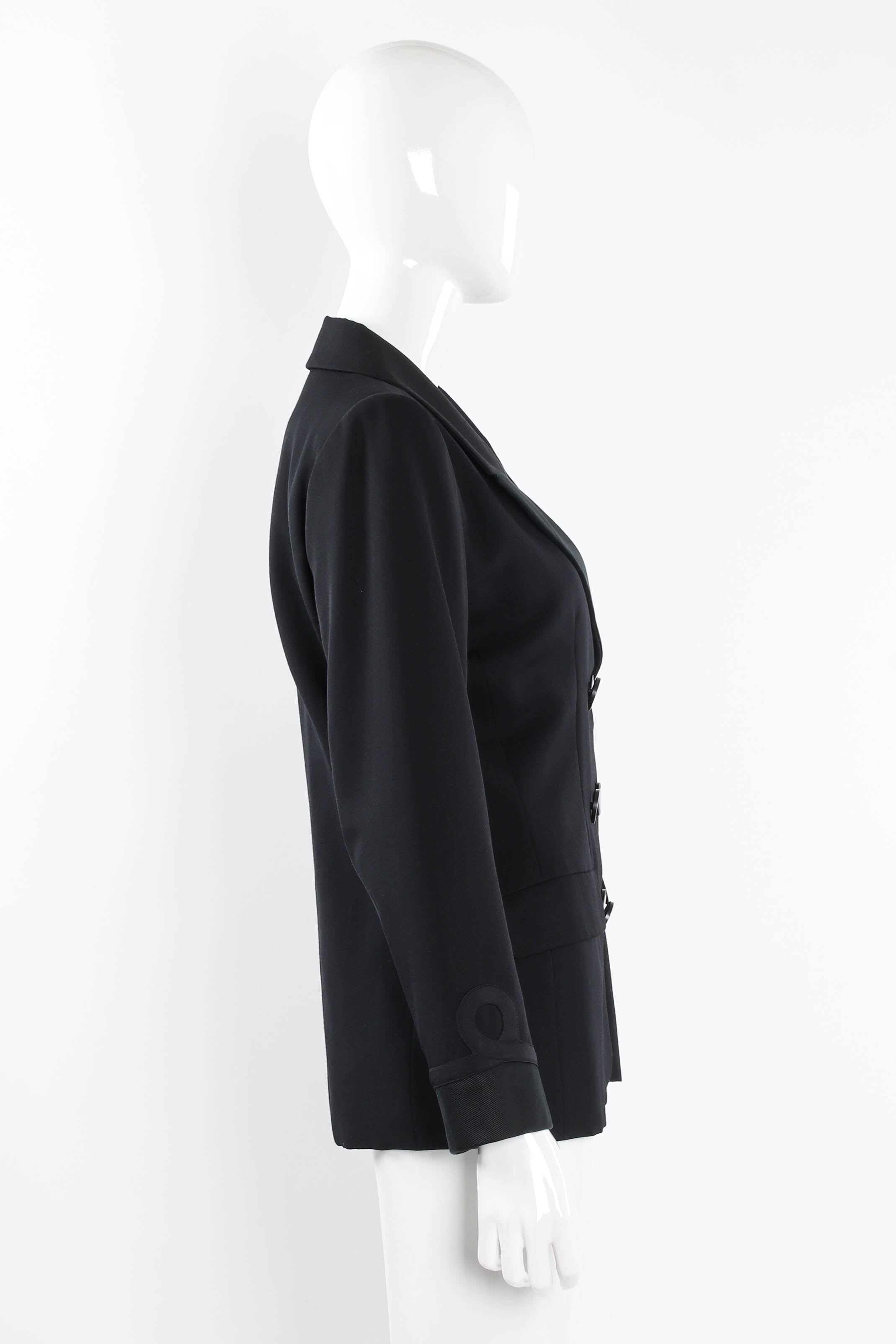 Vintage YSL Grosgrain Accented Tuxedo Jacket on mannequin side at Recess Los Angeles