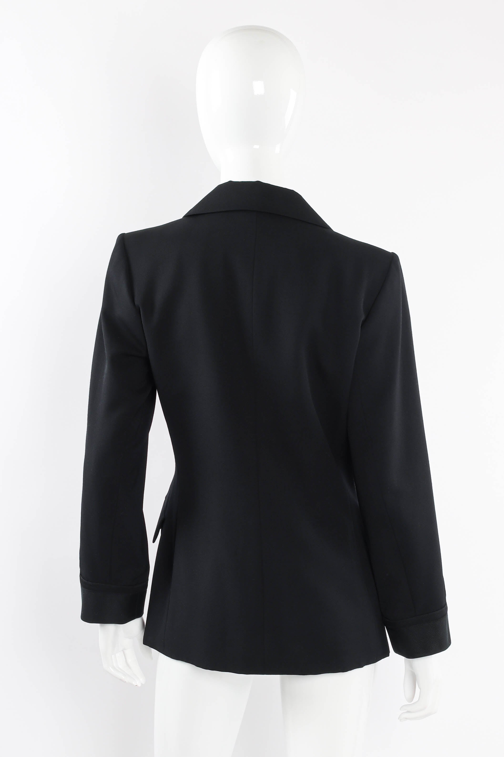 Vintage YSL Grosgrain Accented Tuxedo Jacket on mannequin back at Recess Los Angeles