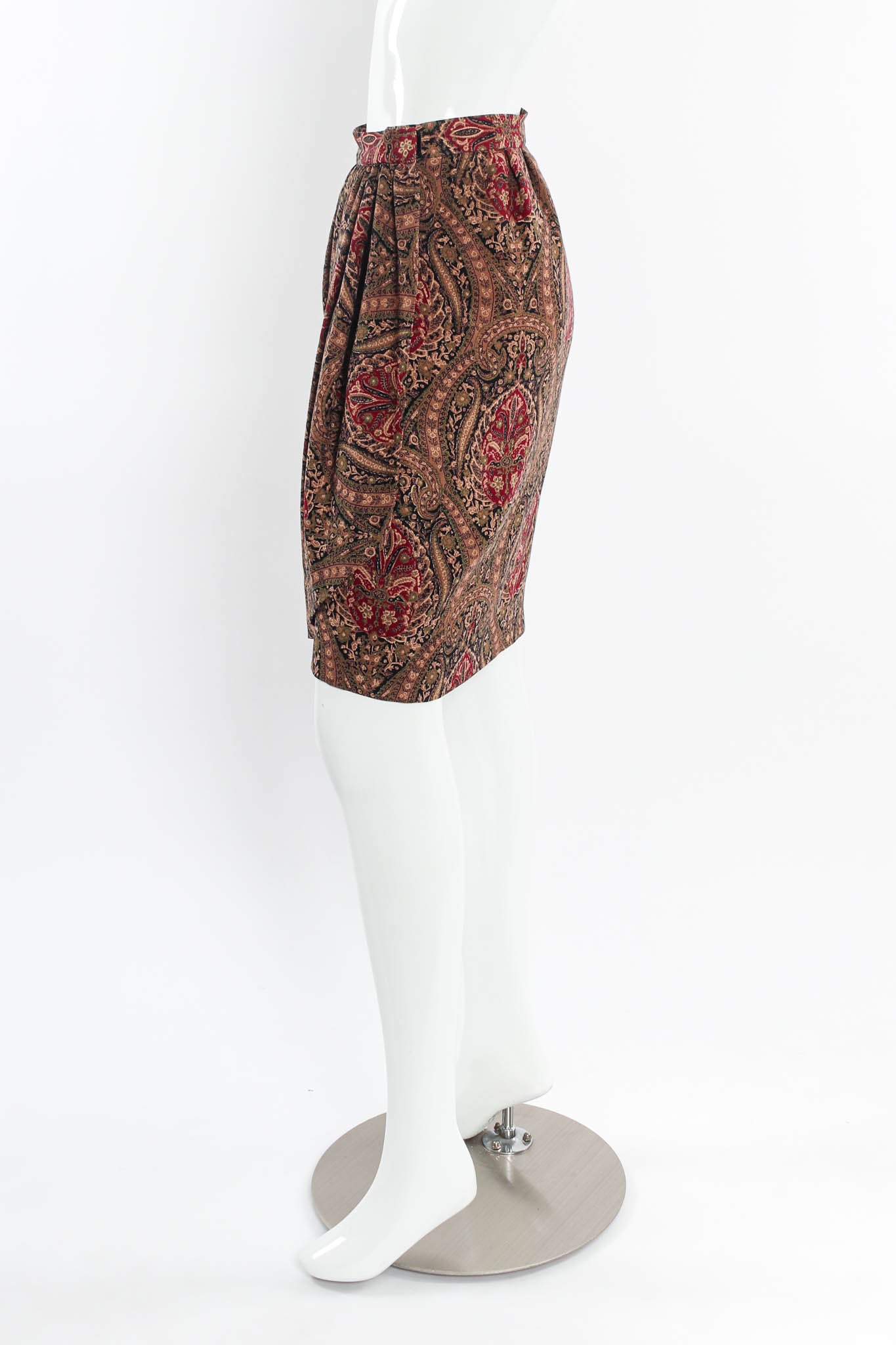 Vintage 80s YSL Floral Foliage Top & Skirt (3pc Set) mannequin side skirt @ Recess LA