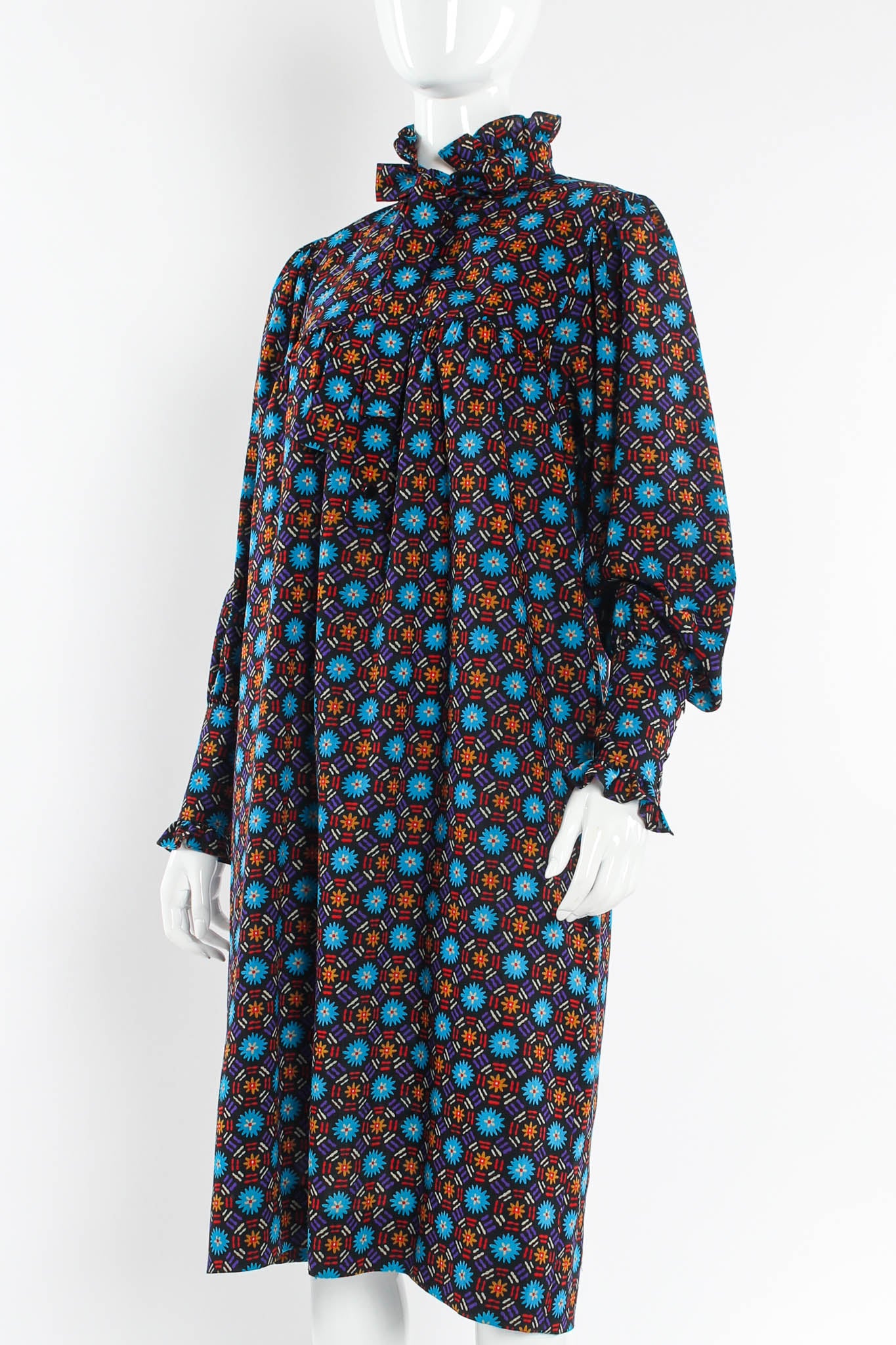 Vintage Saint Laurent Geo Floral Tunic Dress mannequin angle @ Recess Los Angeles