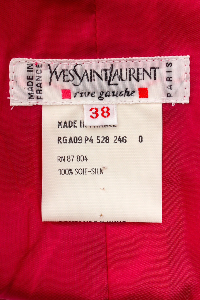 Vintage Yves Saint Laurent YSL Hot Neon Silk Suit Set label @ Recess LA