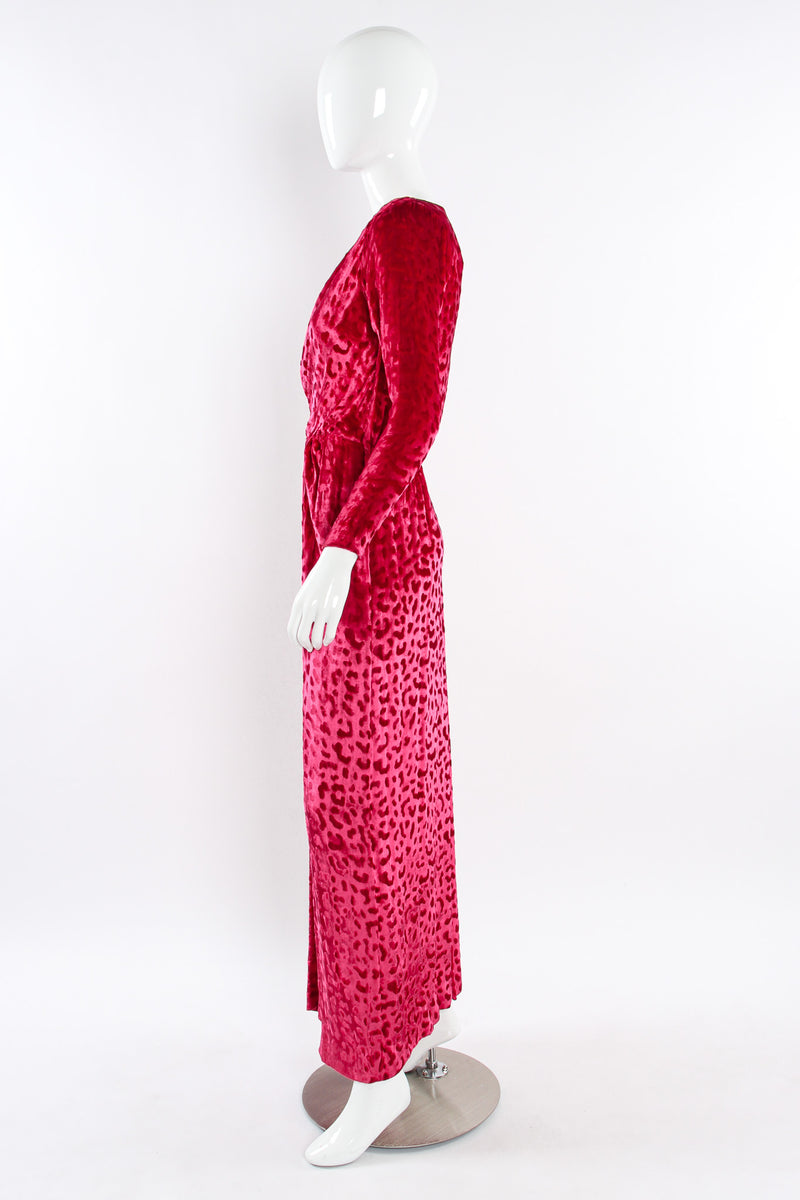 Vintage Saint Laurent Velvet Leopard Wrap Gown mannequin side @ Recess LA