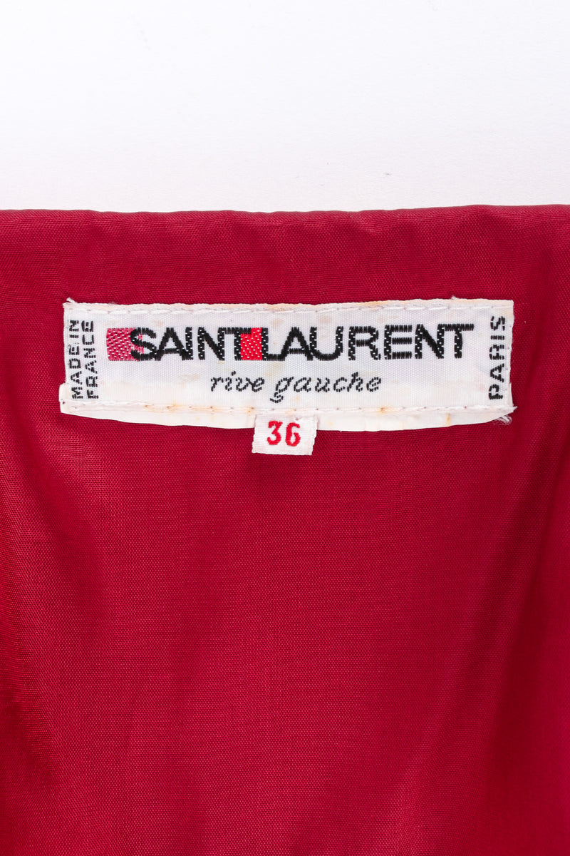 Vintage Saint Laurent Velvet Leopard Wrap Gown tag @ Recess LA