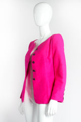 Vintage Yves Saint Laurent YSL Hot Neon Silk Jacket Suit Set on mannequin angle @ Recess LA