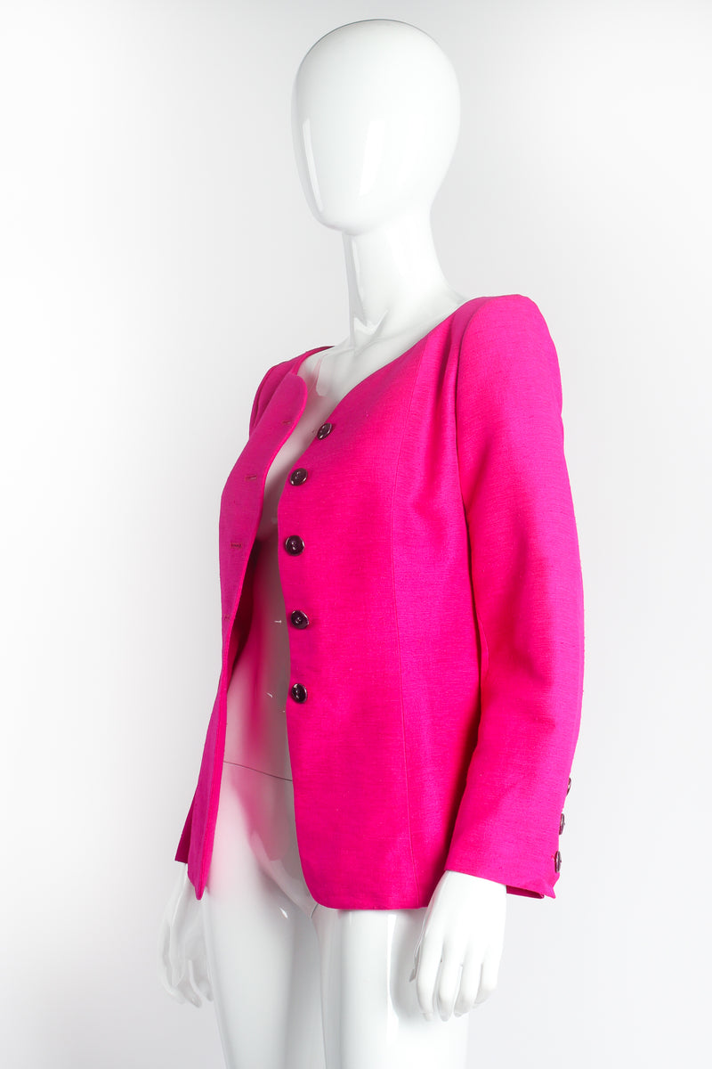 Vintage Yves Saint Laurent YSL Hot Neon Silk Jacket & Skirt Suit