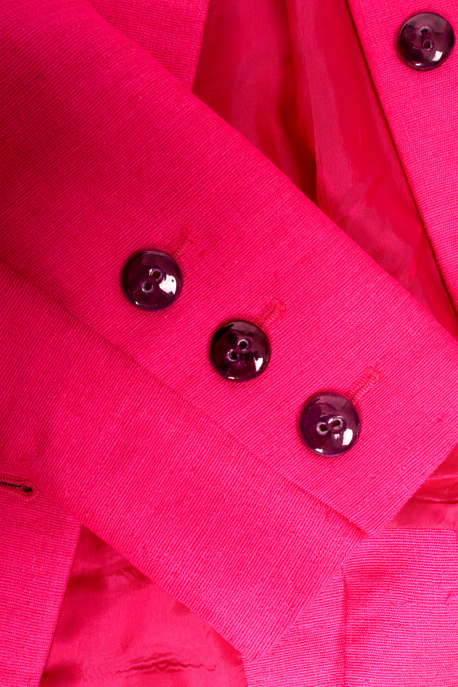 Vintage Yves Saint Laurent YSL Hot Neon Silk Jacket Suit Set sleeve buttons @ Recess LA