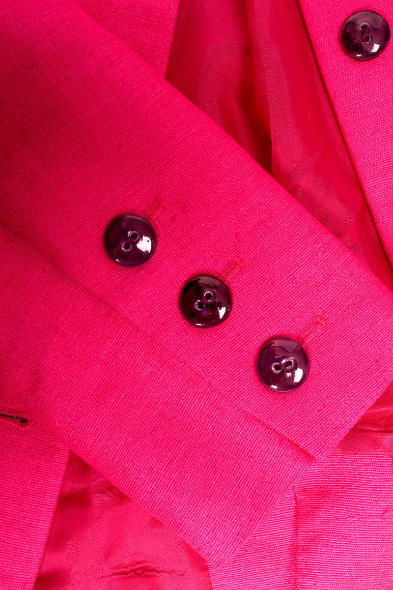 Vintage Yves Saint Laurent YSL Hot Neon Silk Jacket Suit Set sleeve buttons @ Recess LA
