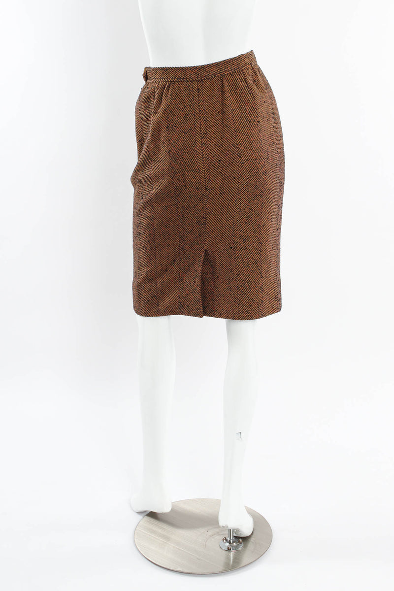 Vintage Saint Laurent Tweed Chevron Print Skirt mannequin back @ Recess LA