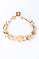 Vintage Yves Saint Laurent Hammered Leaf Necklace round flat front @ Recess LA