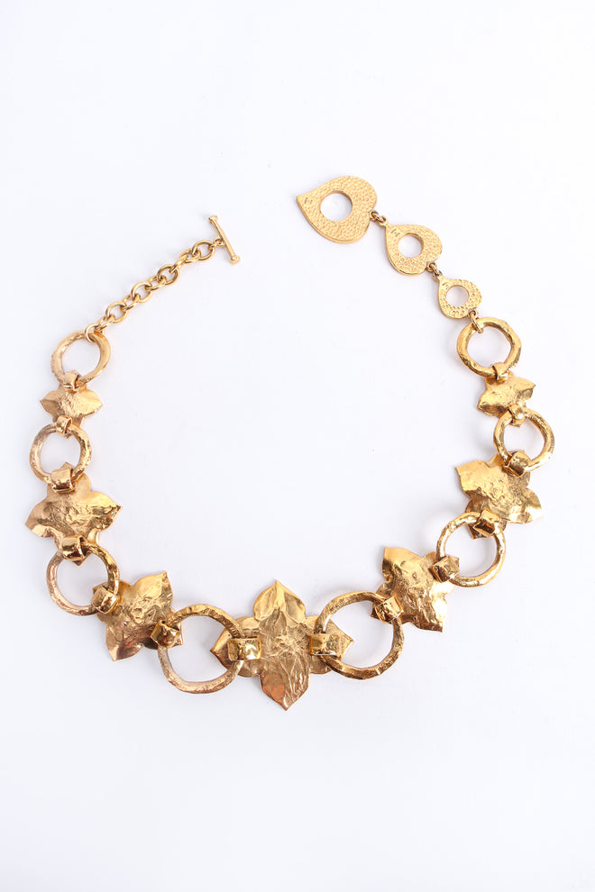 Vintage Yves Saint Laurent Hammered Leaf Necklace back side @ Recess LA