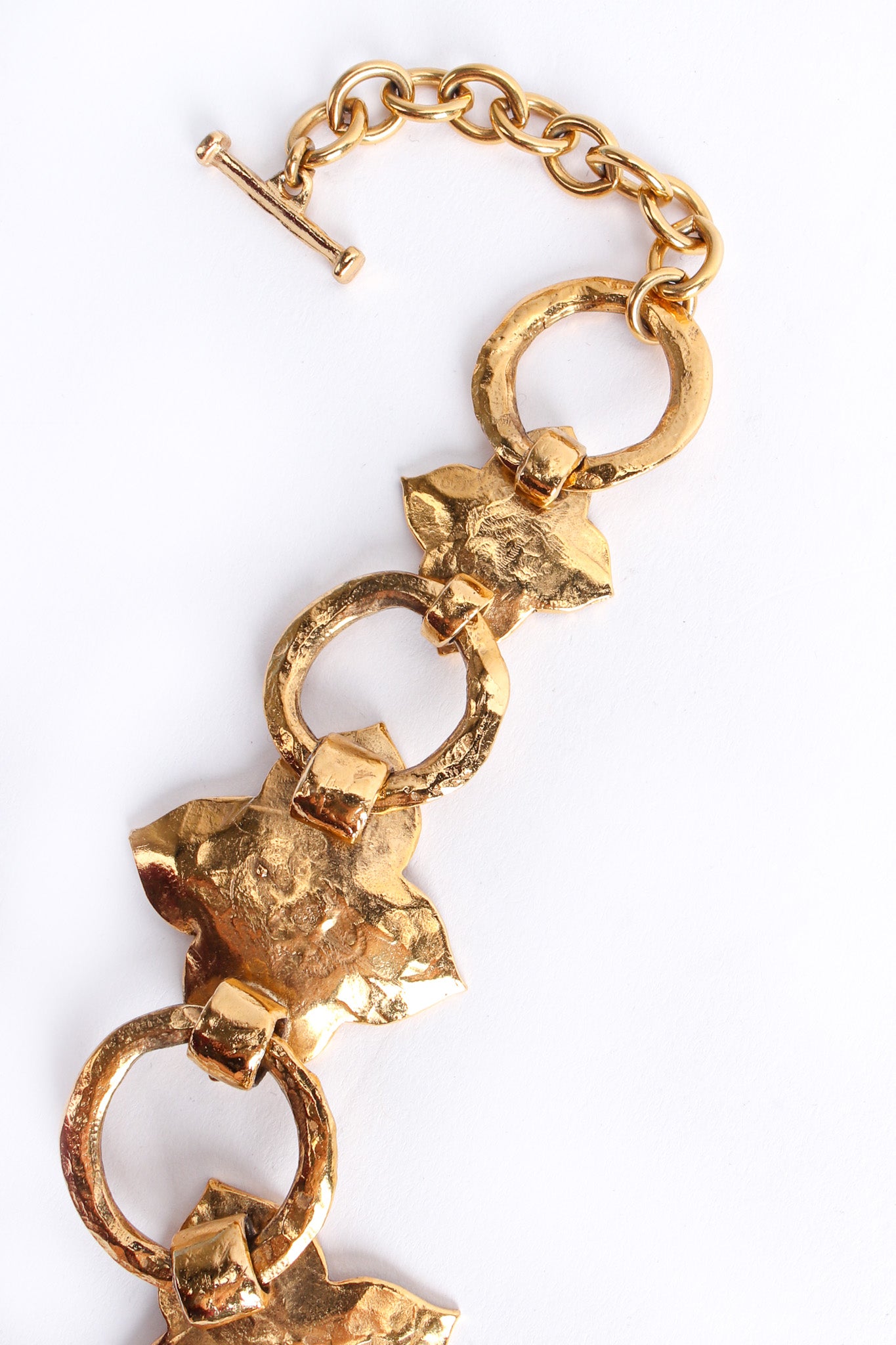 Vintage Yves Saint Laurent Hammered Leaf Necklace toggle rod @ Recess LA
