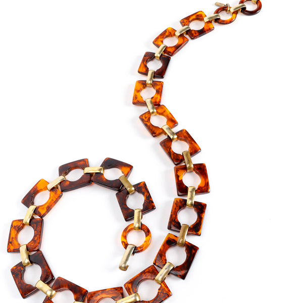 Yves Saint Laurent Belt or Necklace Tortoise Resin Links Chain Mod Vintage 70s Yves Saint Laurent Belt or Necklace Tortoise Resin Links  main image 4