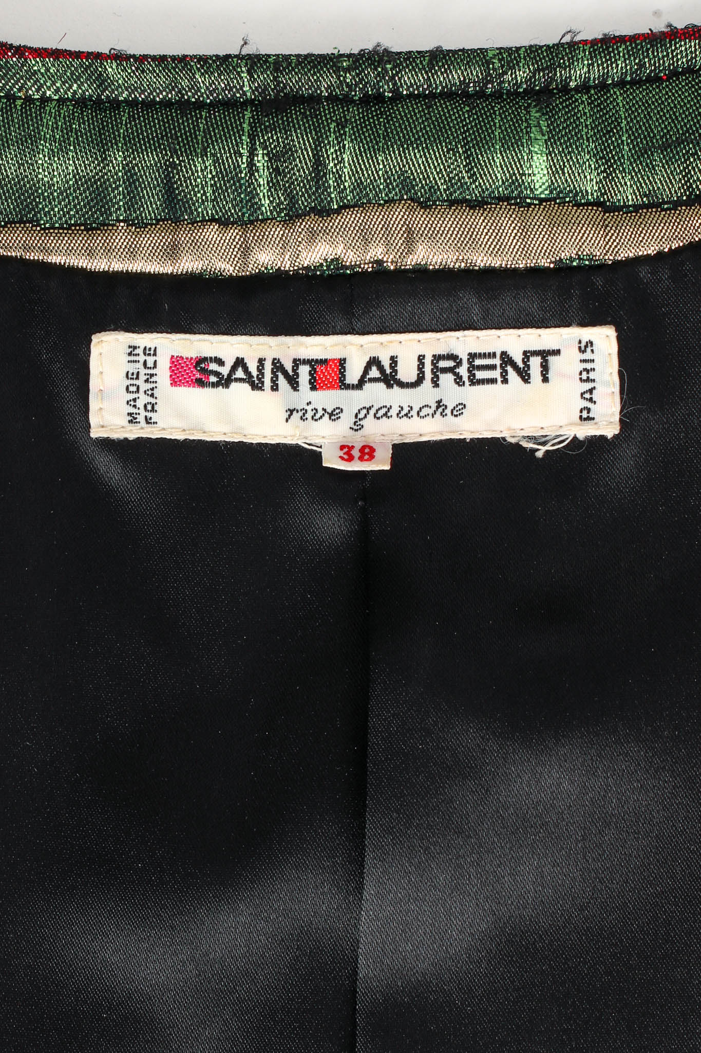 Vintage Saint Laurent Festive Lamé Stripe Bolero tag @ Recess Los Angeles