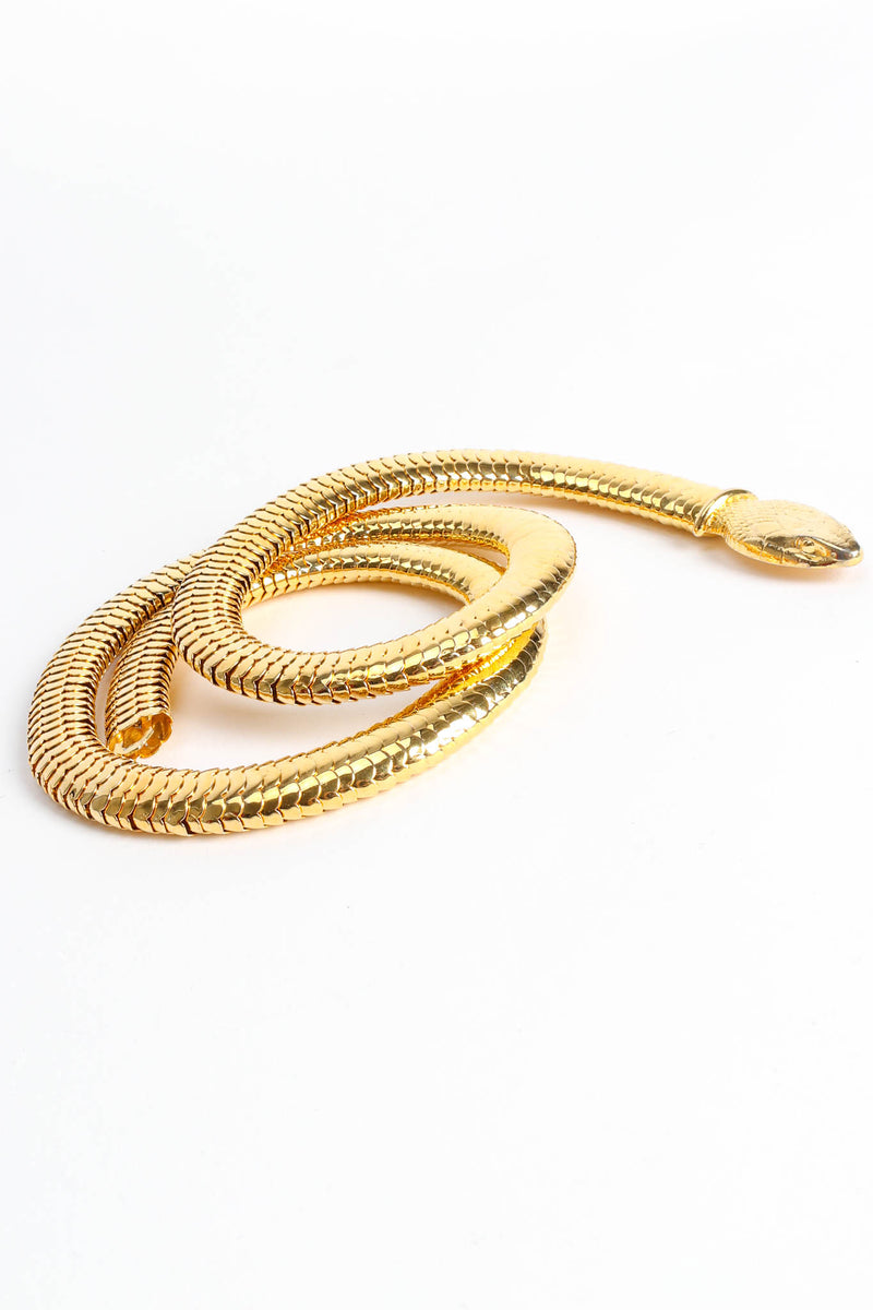 Vintage YSL Slinky Snake Link Metal Belt/Necklace rolled front at Recess Los Angeles