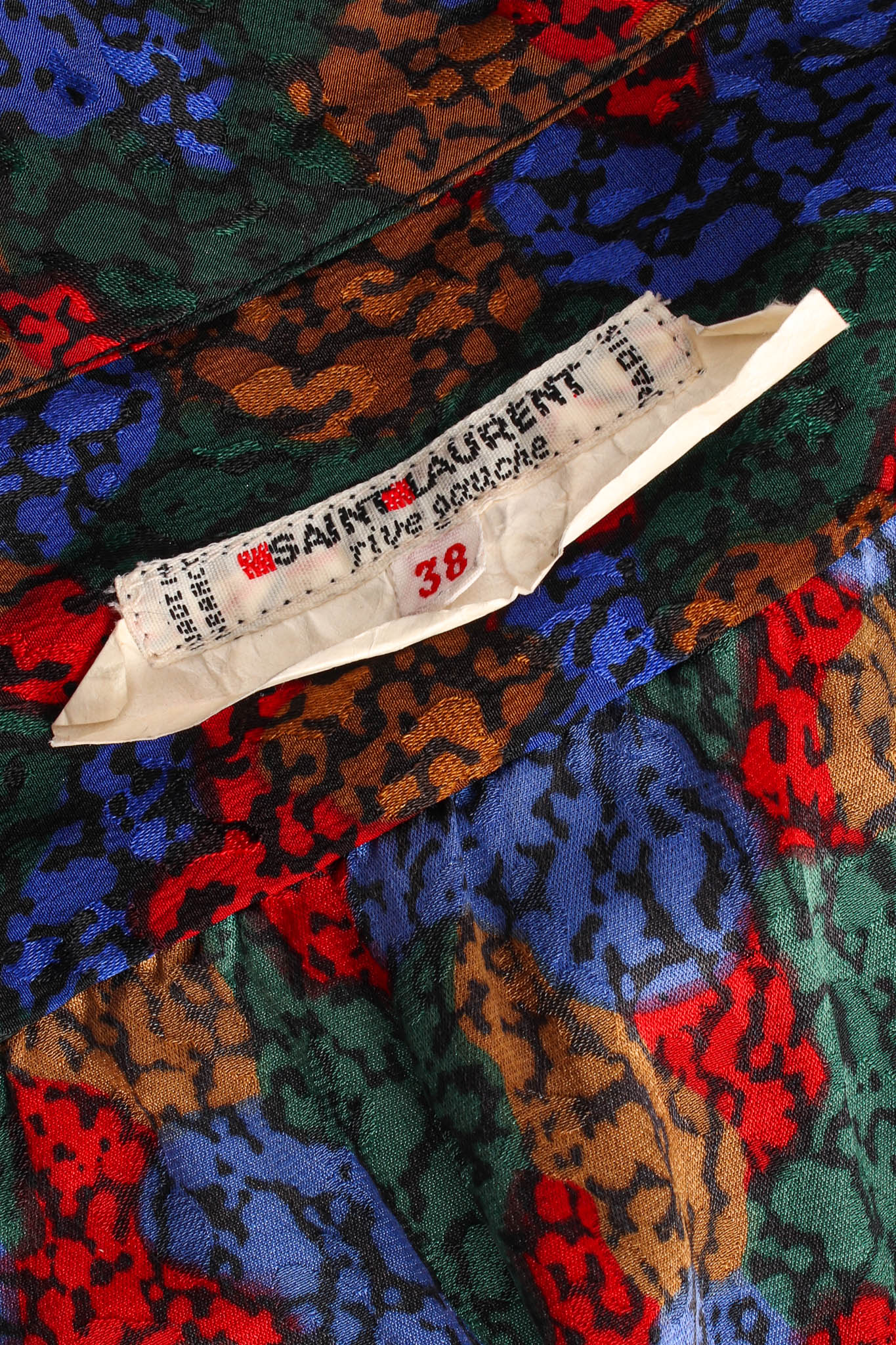 Vintage Saint Laurent Abstract Geo Mosaic Blouse tag @ Recess Los Angeles