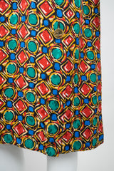 YSL Yves Saint Laurent Bejeweled Jewel Print Scarf Tie Dress