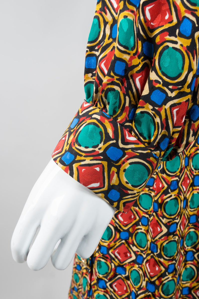 YSL Yves Saint Laurent Bejeweled Jewel Print Scarf Tie Dress