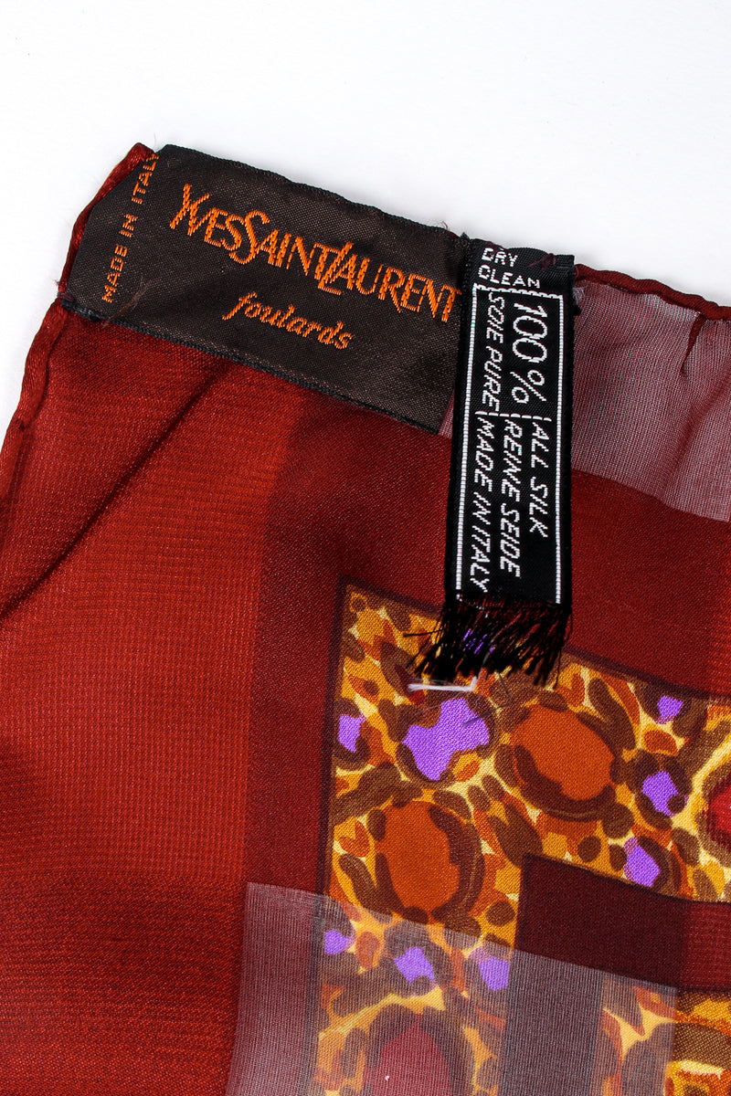 Vintage Yves Saint Laurent YSL Oversized Chiffon Striped Jewel Scarf label at Recess Los Angeles
