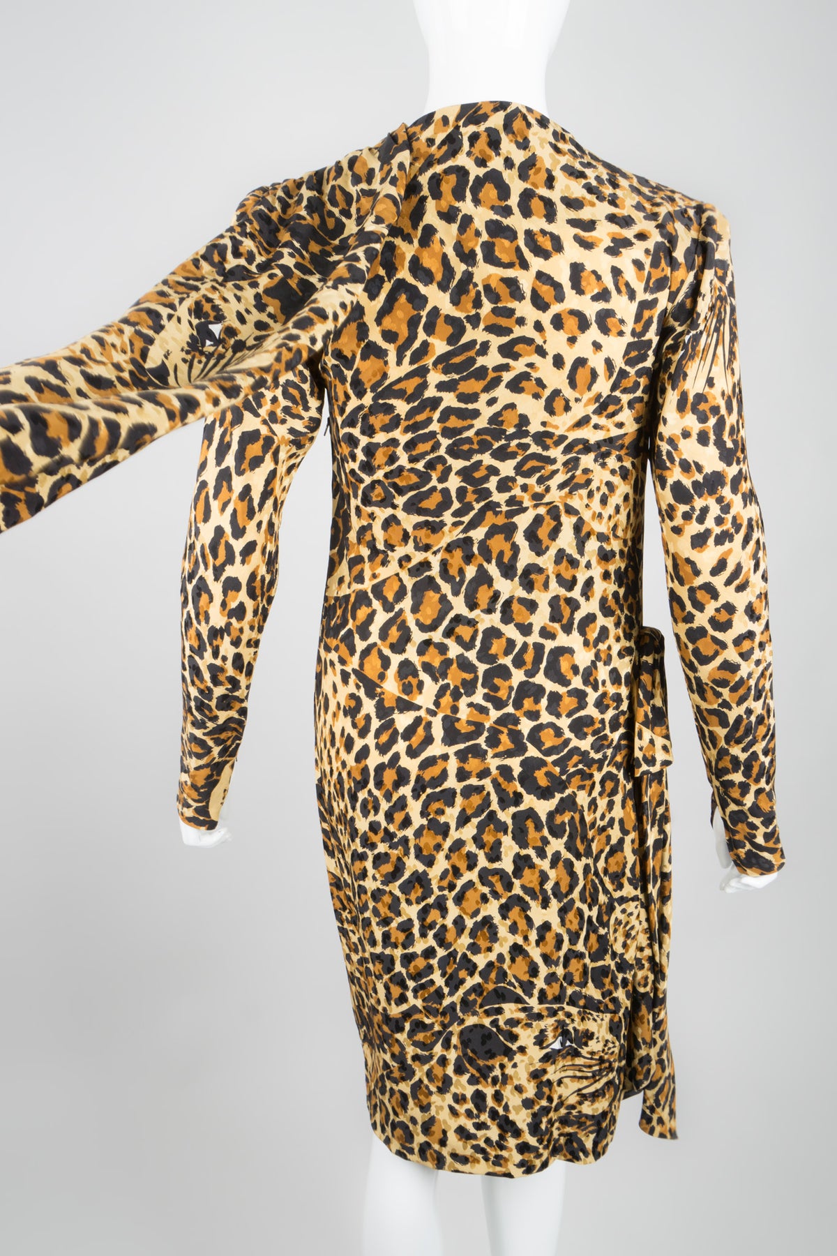 YSL Yves Saint Laurent Silk Leopard Scarf Wrap Dress – Recess