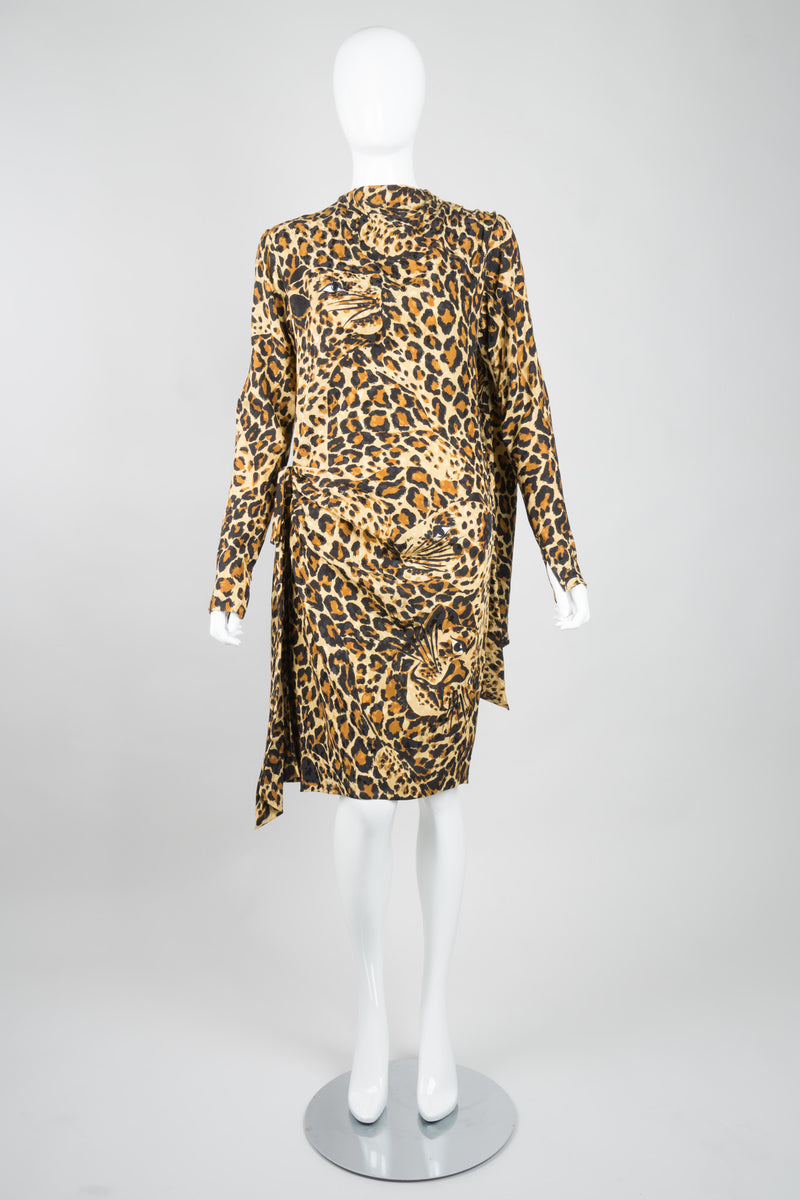 saint laurent leopard-print silk-chiffon maxi dress Saint Laurent Leopard Silk Kaftan in Brown