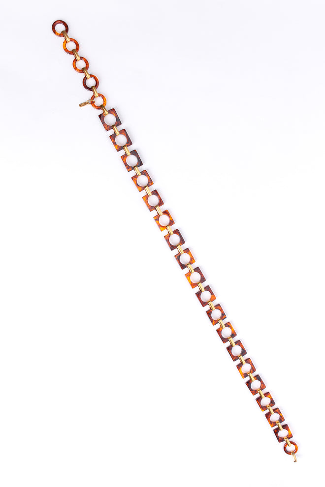 Vintage Yves Saint Laurent YSL Tortoise Square Link Chain Belt flat at Recess Los Angeles