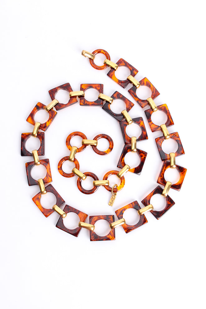 Vintage Yves Saint Laurent YSL Tortoise Square Link Chain Belt at Recess Los Angeles