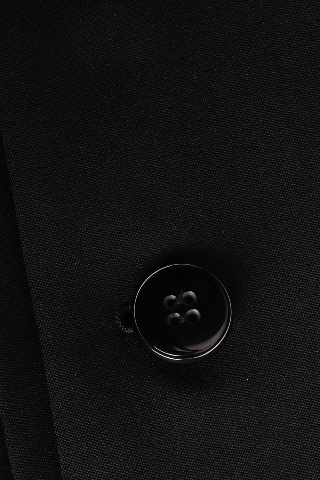 Vintage Saint Laurent Diagonal Breasted Wool Coat glossy button close @ Recess Los Angeles
