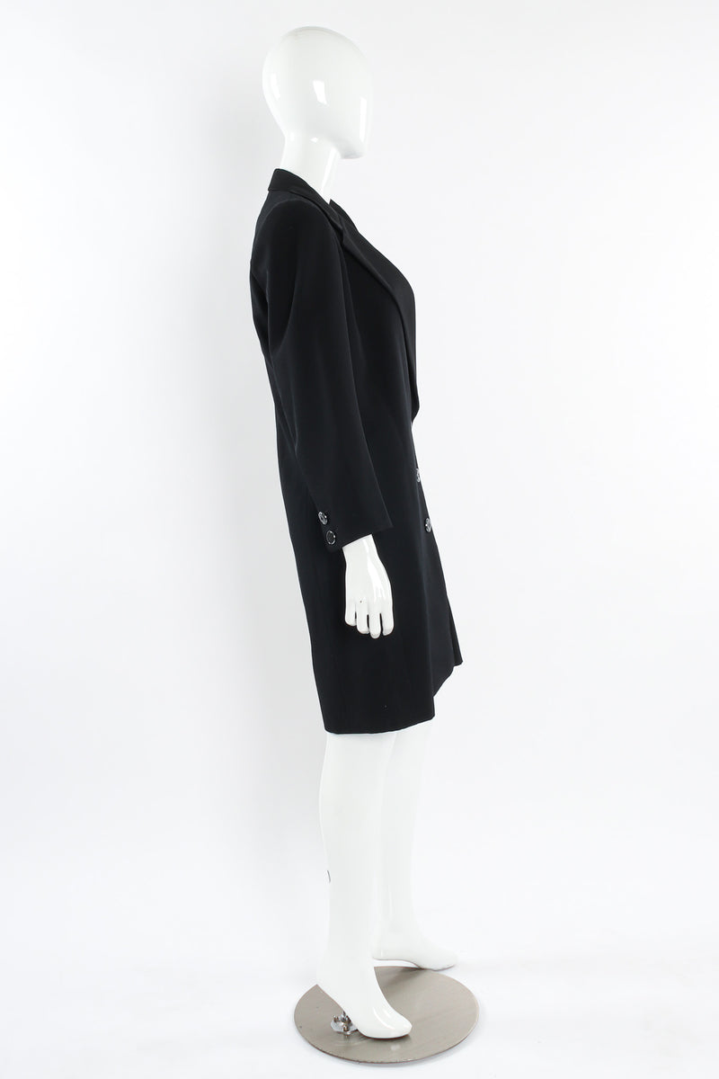 Vintage Saint Laurent Diagonal Breasted Wool Coat mannequin side @ Recess Los Angeles