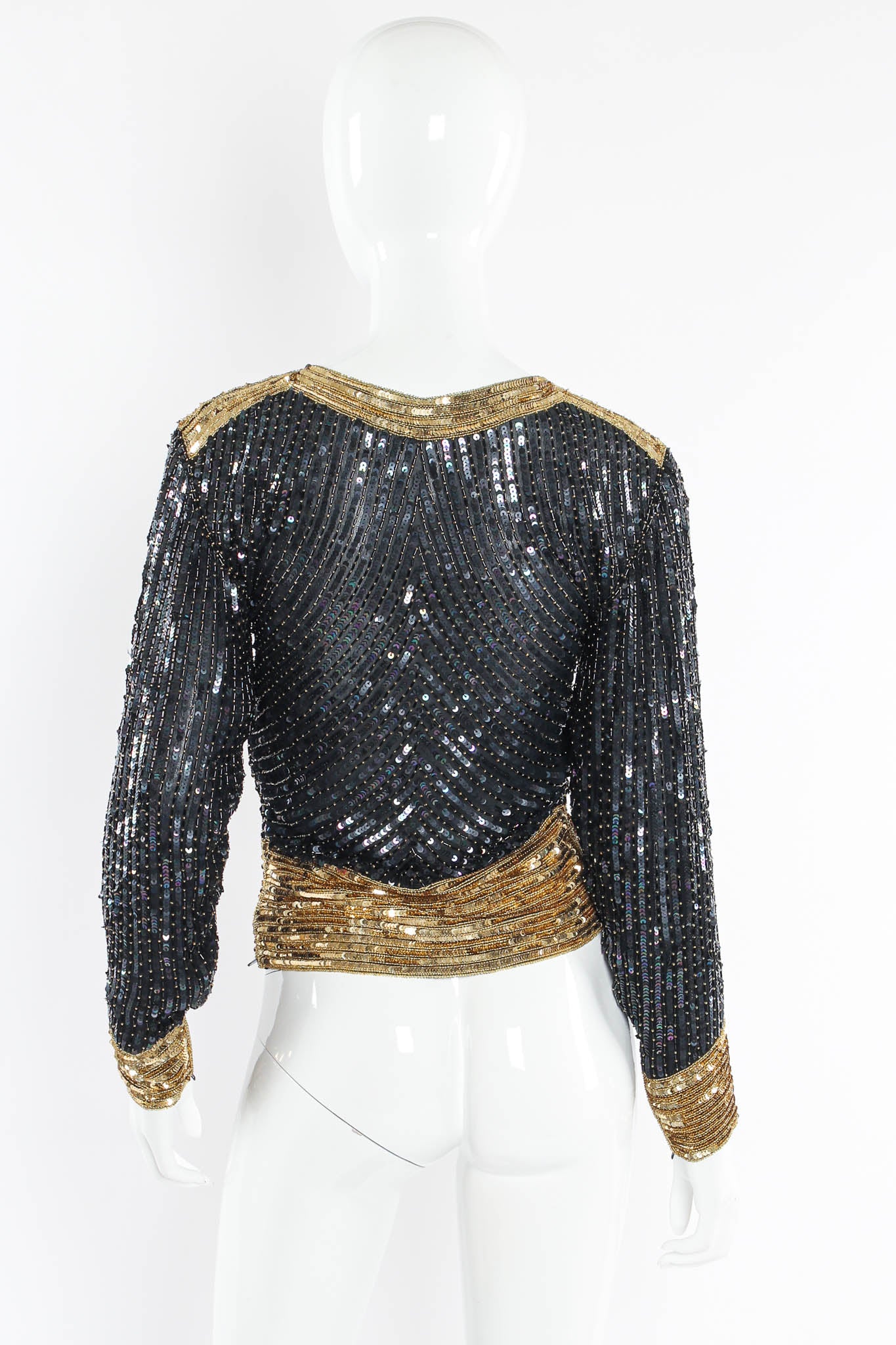 Vintage Saint Laurent Silk Shimmer Bead & Sequin Top mannequin back @ Recess LA