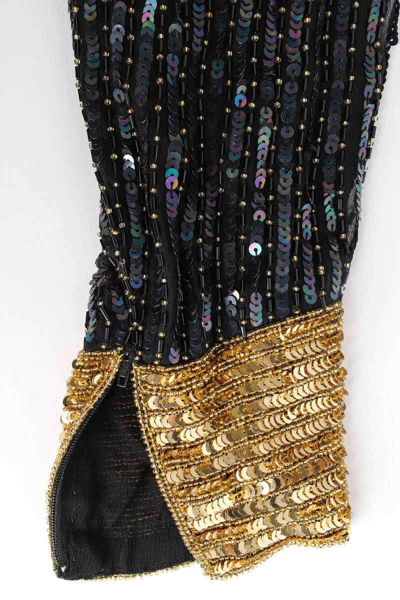 Vintage Saint Laurent Silk Shimmer Bead & Sequin Top sleeve side zipper  @ Recess LA