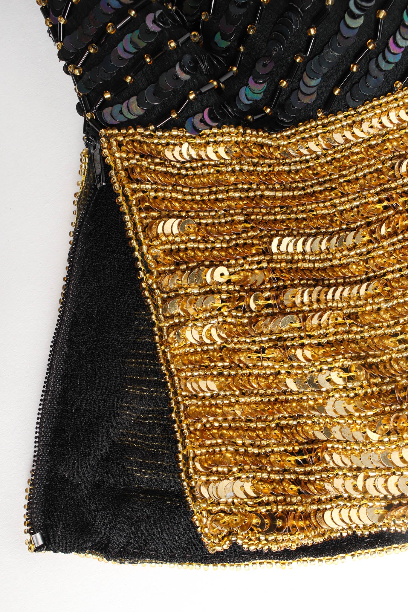 Vintage Saint Laurent Silk Shimmer Bead & Sequin Top waist side zipper @ Recess LA