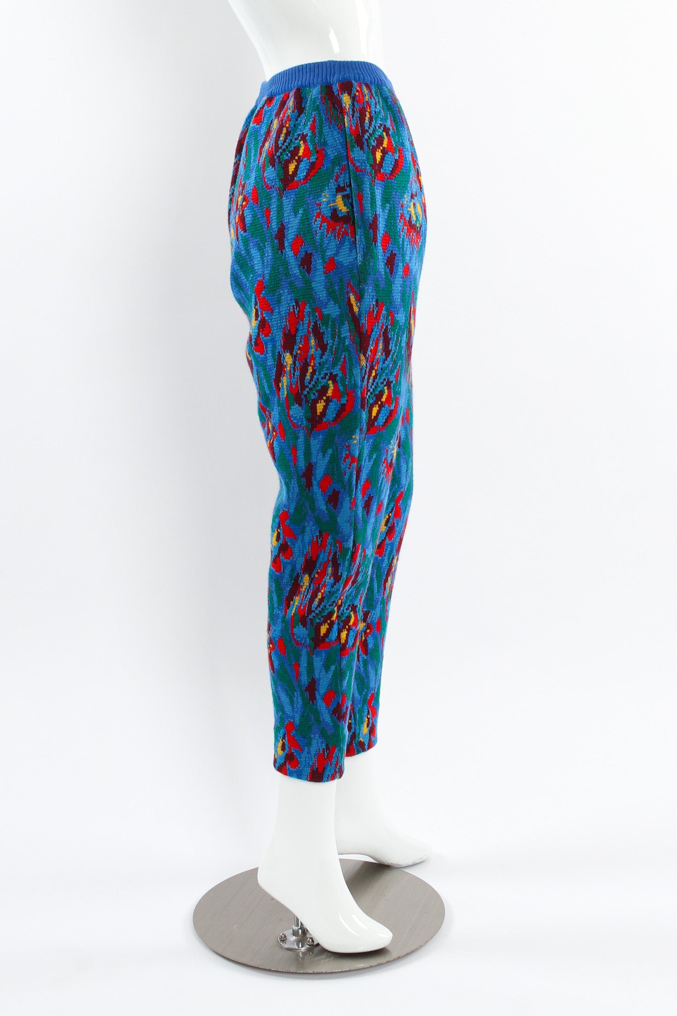 Vintage Saint Laurent Abstract Floral Knit Sweater & Pant Set mannequin side pant @ Recess LA