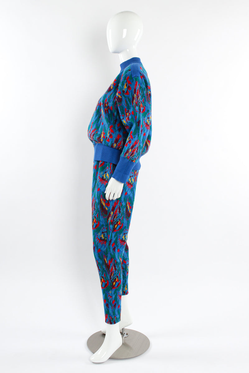 Vintage Saint Laurent Abstract Floral Knit Sweater & Pant Set mannequin side @ Recess LA