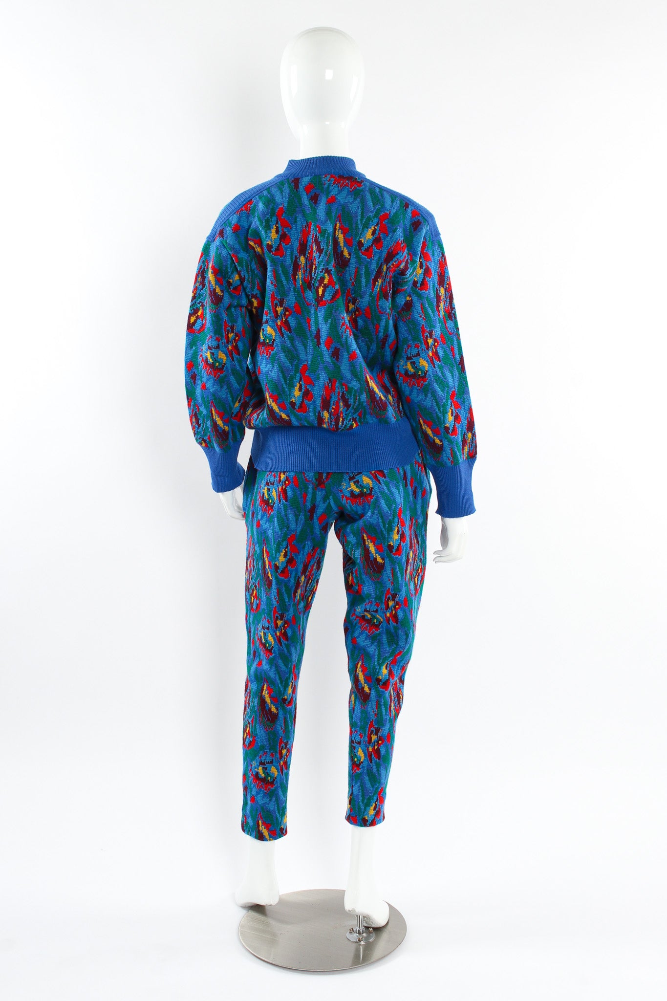 Vintage Saint Laurent Abstract Floral Knit Sweater & Pant Set mannequin back @ Recess LA