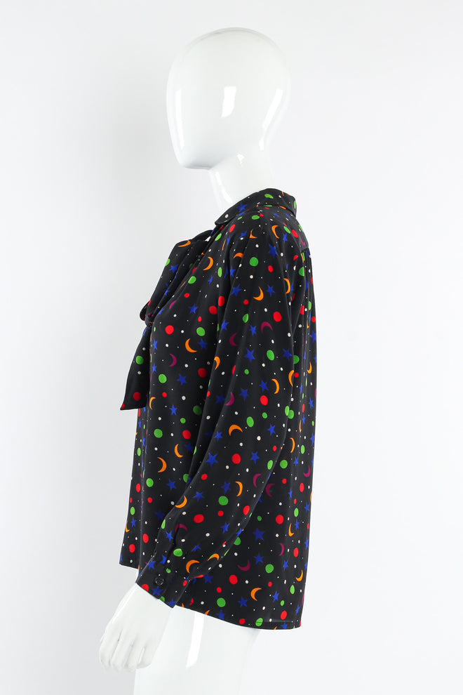 Vintage Saint Laurent 1979 S/S Rainbow Star Moon Blouse mannequin side @ Recess Los Angeles