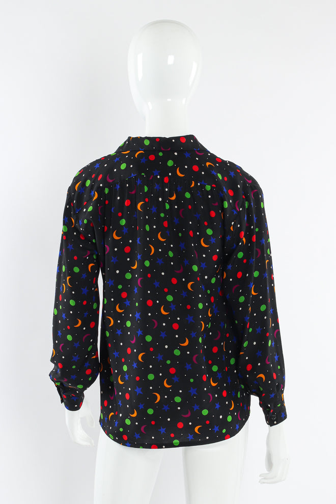 Vintage Saint Laurent 1979 S/S Rainbow Star Moon Blouse mannequin back @ Recess Los Angeles