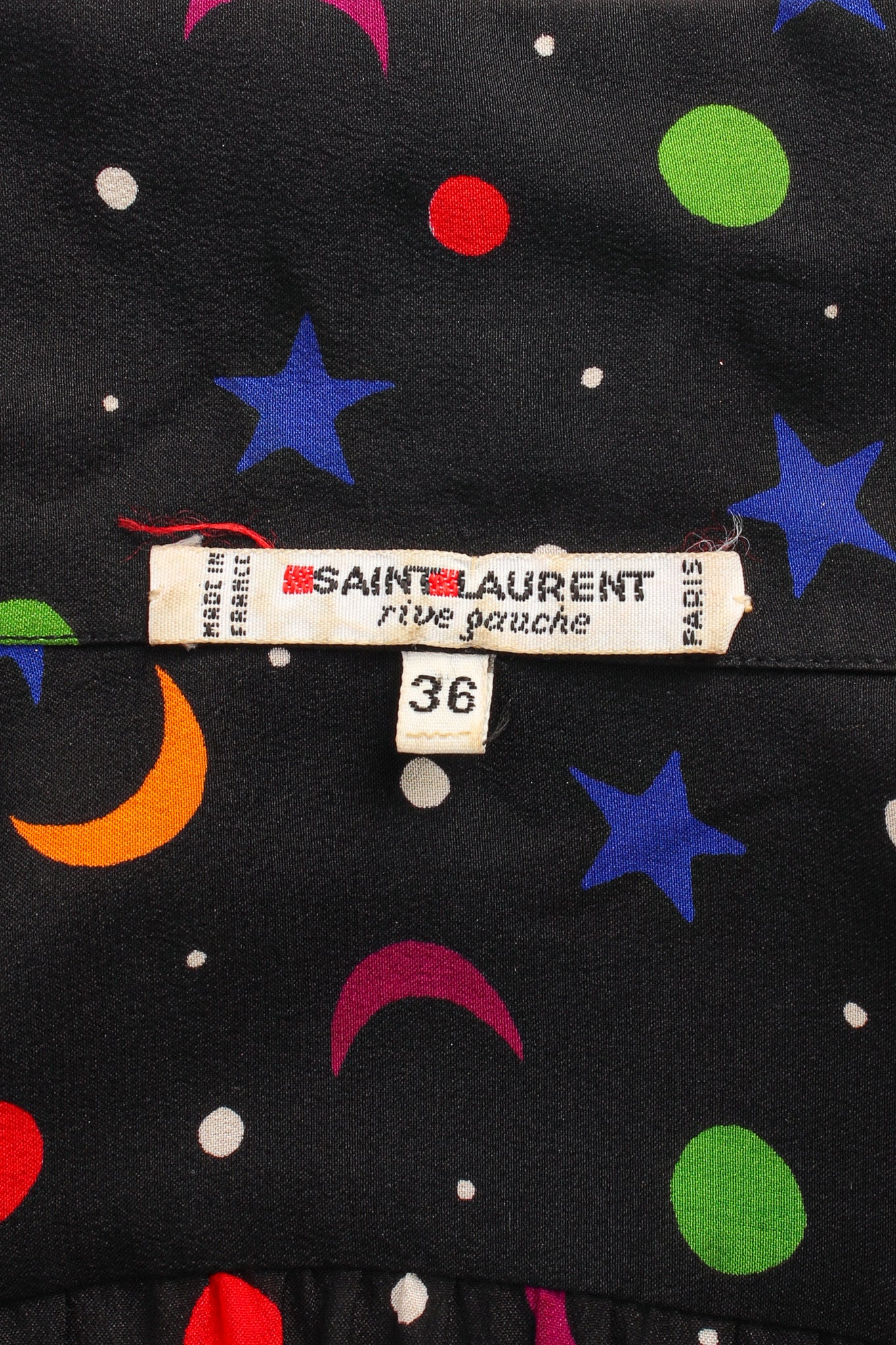 Vintage Saint Laurent 1979 Rainbow Star Moon Blouse tag @ Recess Los Angeles
