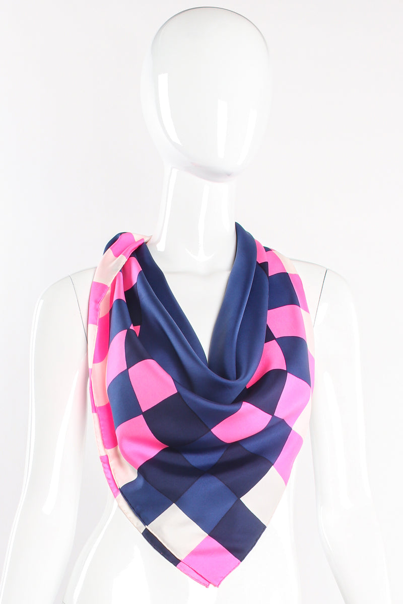 Vintage Yves Saint Laurent YSL Hot Checker Border Scarf on mannequin at Recess Los Angeles