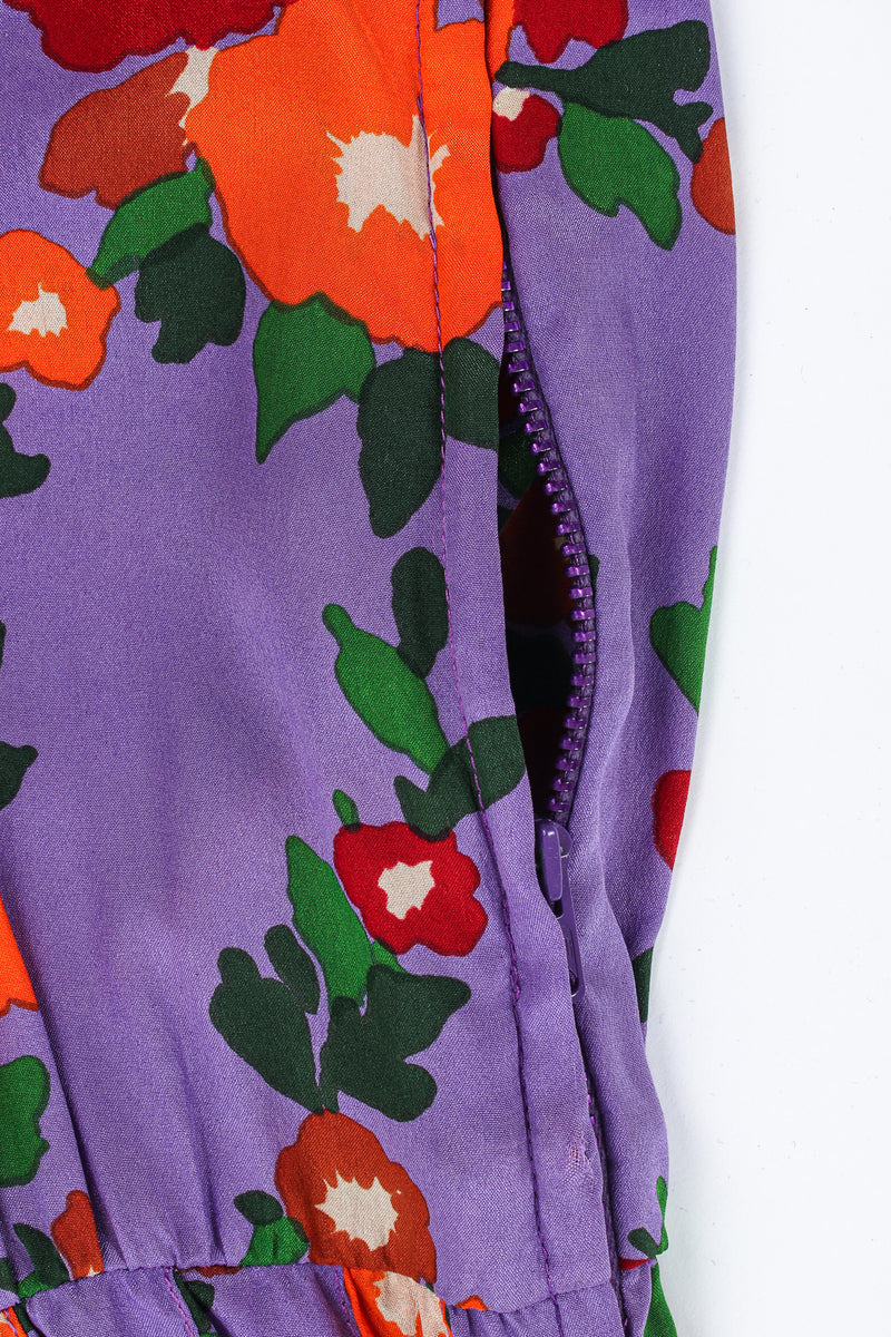 Vintage Saint Laurent Floral Plaid Silk Pleated Dress zipper @ Recess LA