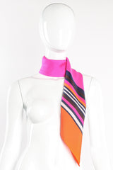 Vintage Yves Saint Laurent YSL Bayadere Stripe Border Scarf on mannequin at Recess Los Angeles