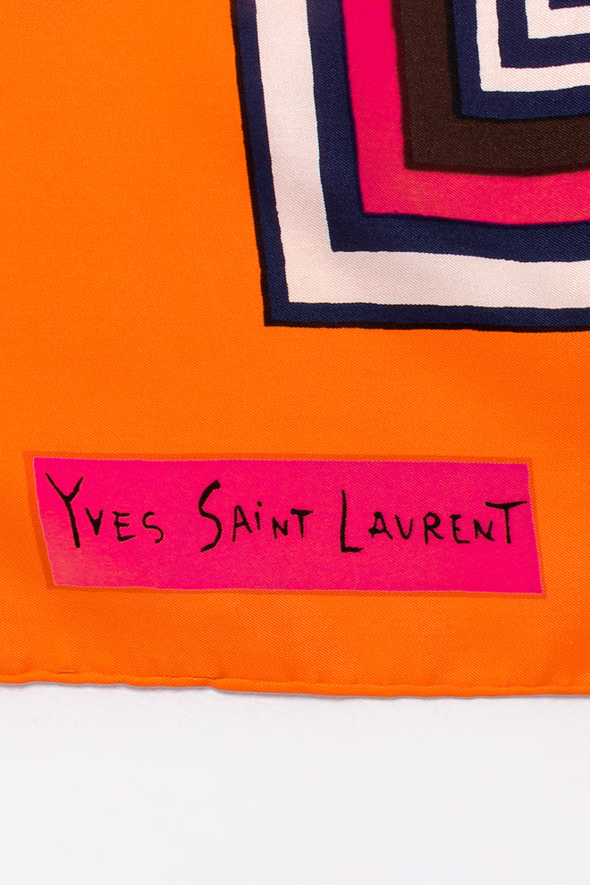 Vintage Yves Saint Laurent YSL Bayadere Stripe Border Scarf signature at Recess Los Angeles
