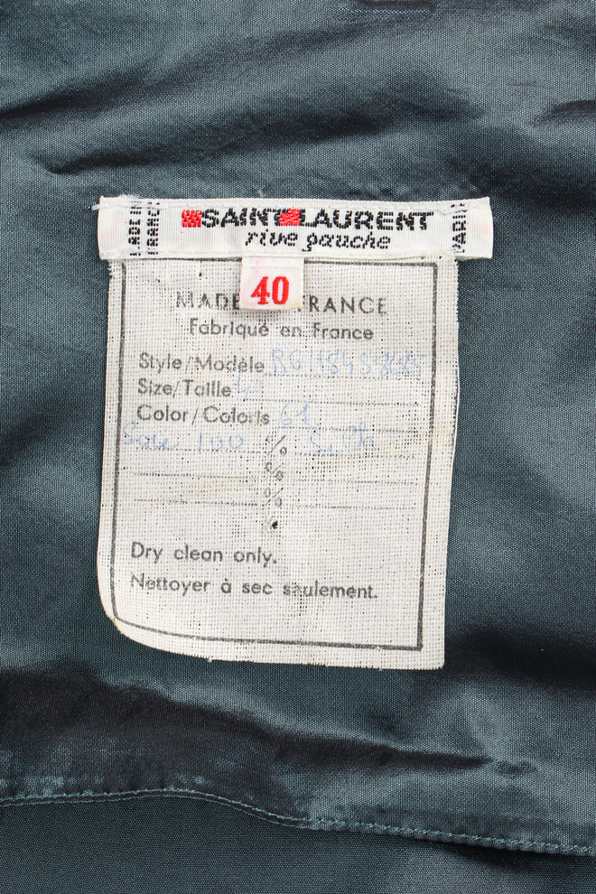 Vintage Saint Laurent Victorian Silk Ruffle Blouse tag @ Recess Los Angeles